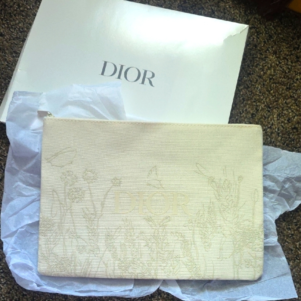 Dior Beige Botanical Cream Clutch Bag